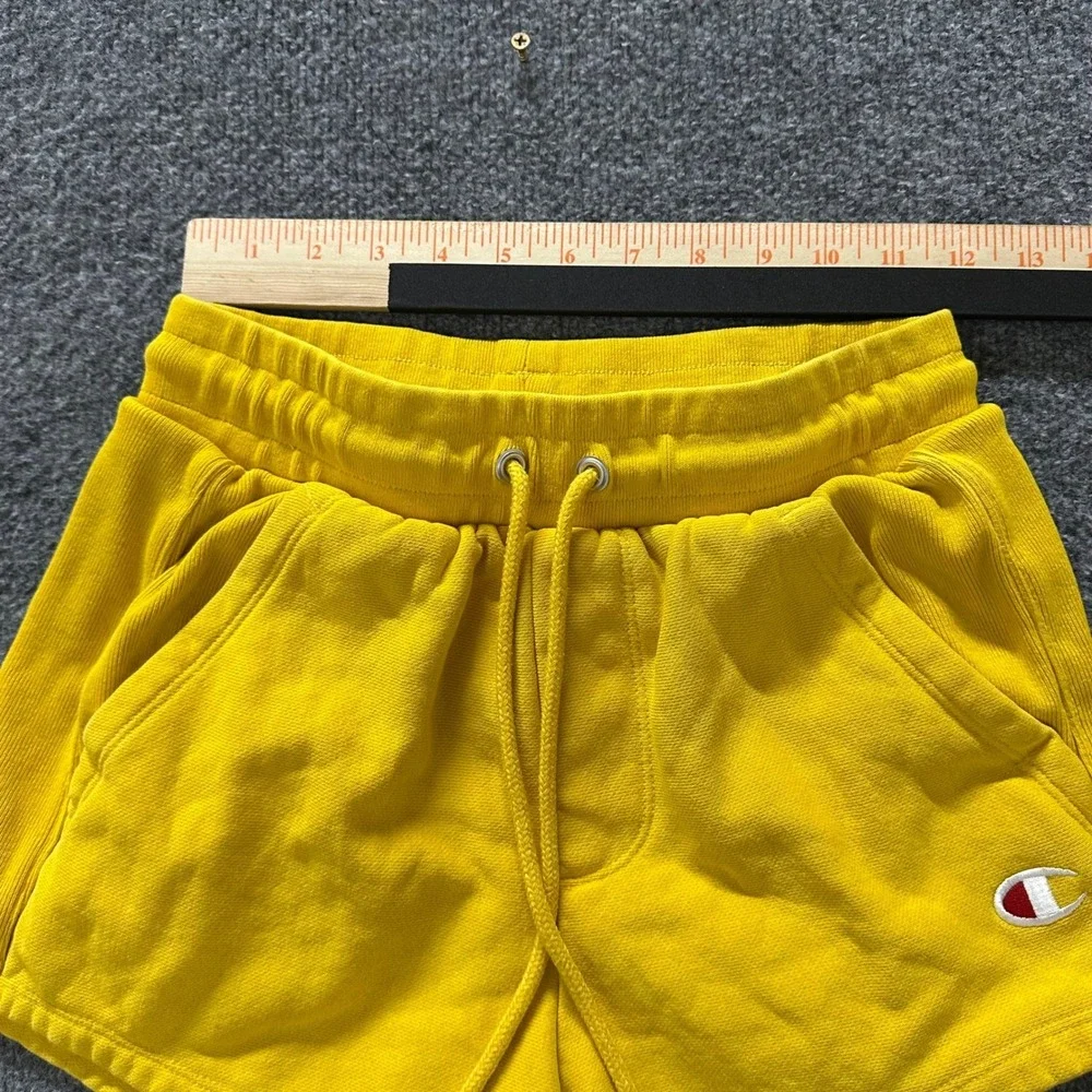 Champion Shorts Womens Size XS Yellow Reverse Weave Sweat Athletic Drawstring